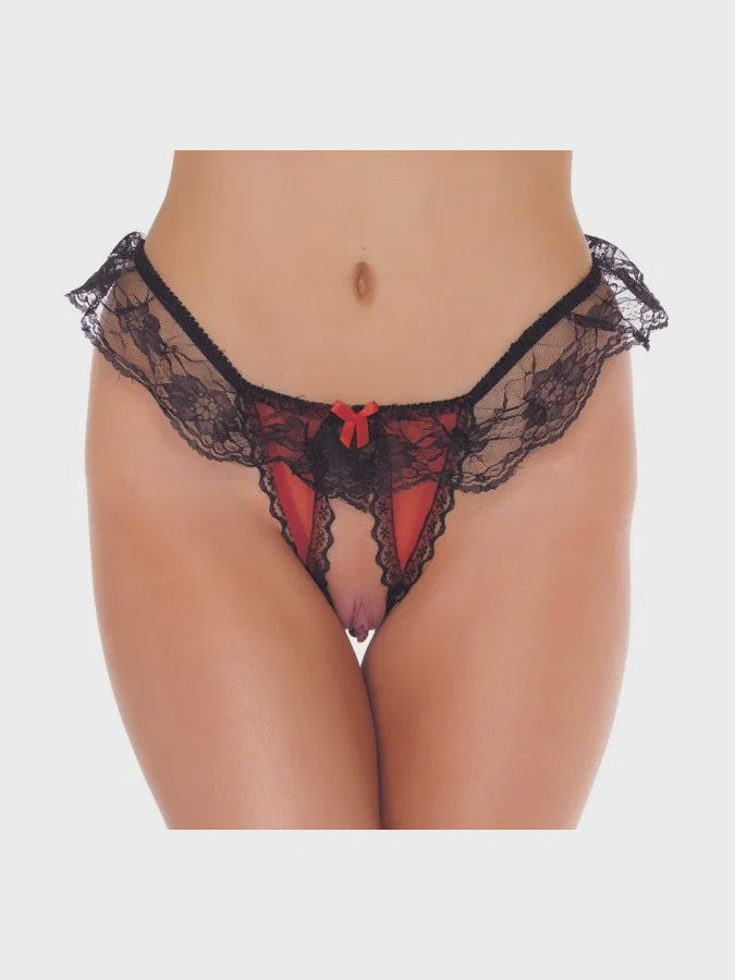 Amorable by Rimba Open String One Size Zwart / Rood