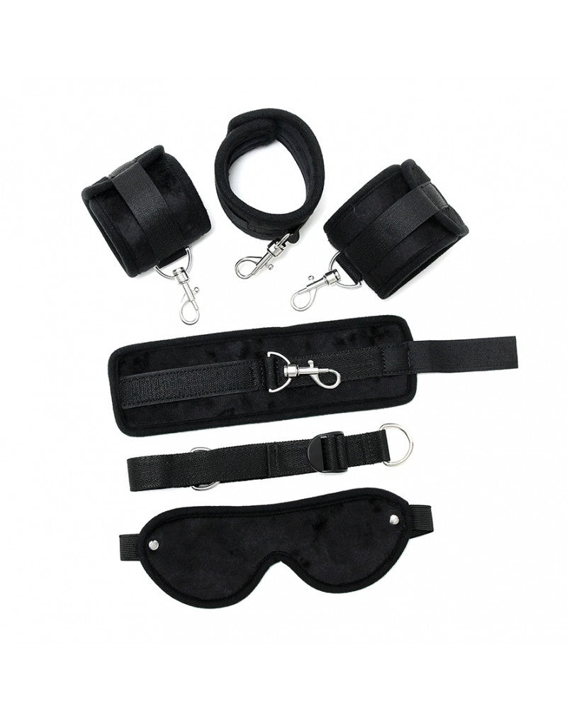 SOFT BONDAGE SET MET KLITTENBAND EN MASKER (6 DELIG)