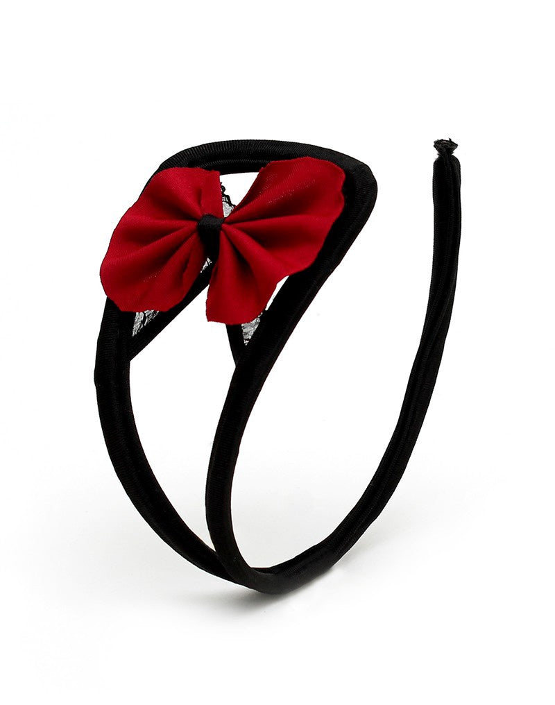 STRAPLESS C-STRING ONE SIZE ZWART / ROOD