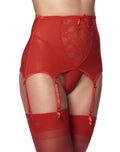 JARRETEL MET G-STRING EN KOUSEN ROOD