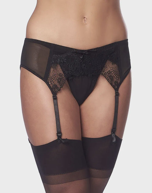 Amorable by Rimba Jarretel met G-string en Kousen  One Size  Zwart