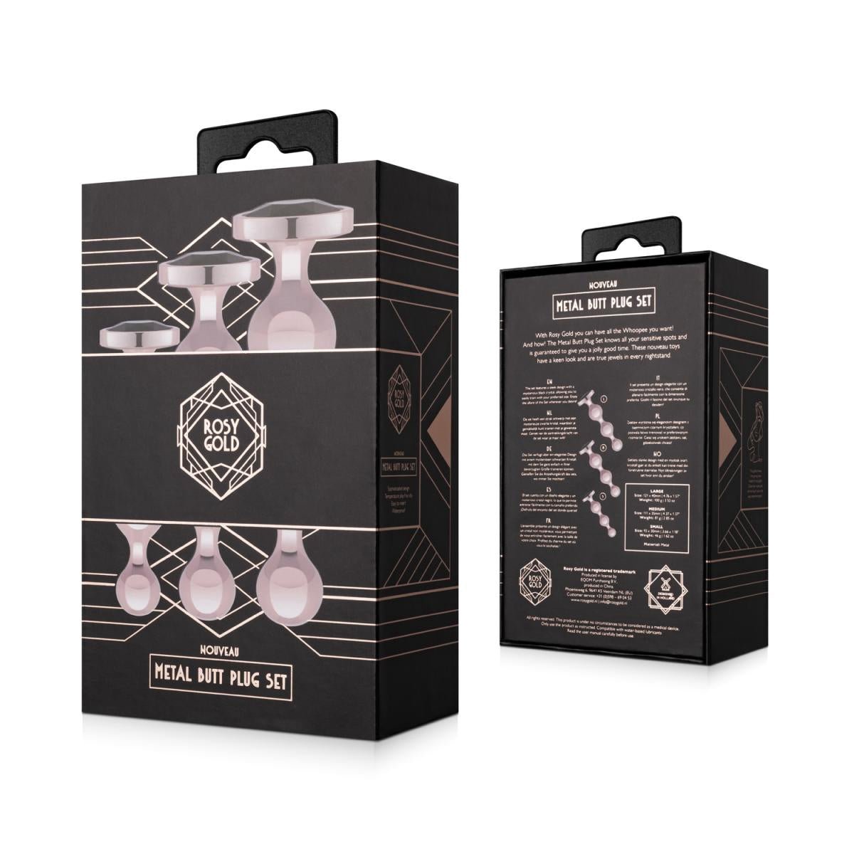 Rosy Gold - Metalen Buttplugset 3 stuks - Roségoud