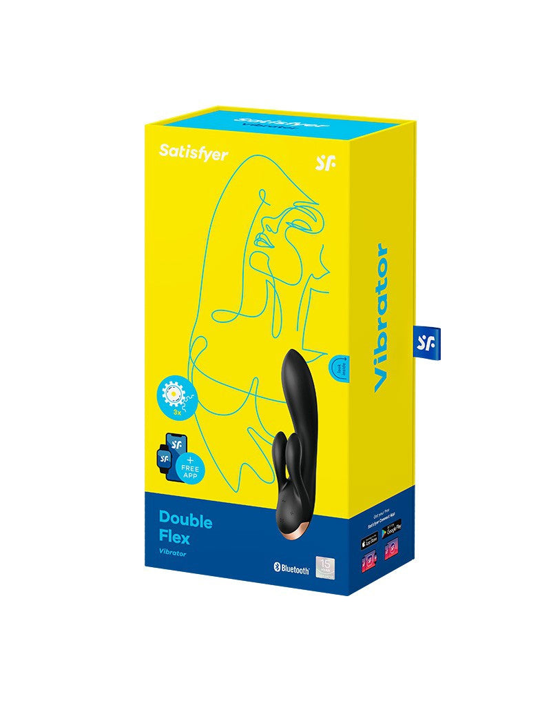 SATISFYER DOUBLE FLEX RABBIT VIBRATOR ZWART