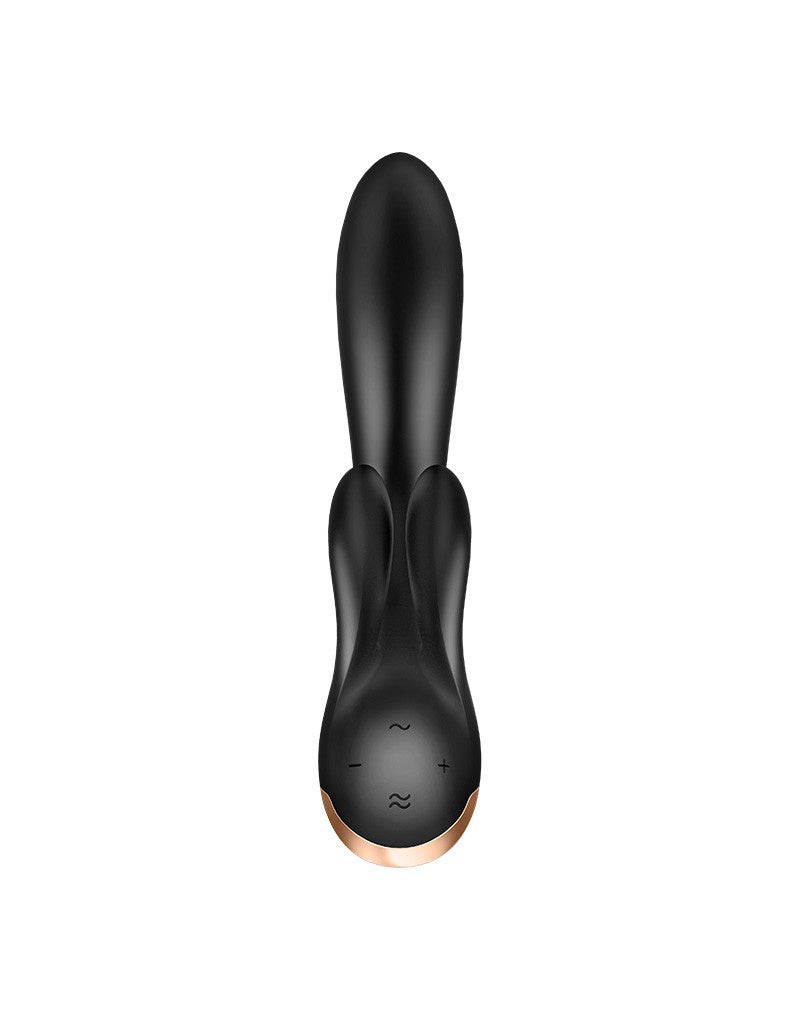 SATISFYER DOUBLE FLEX RABBIT VIBRATOR ZWART