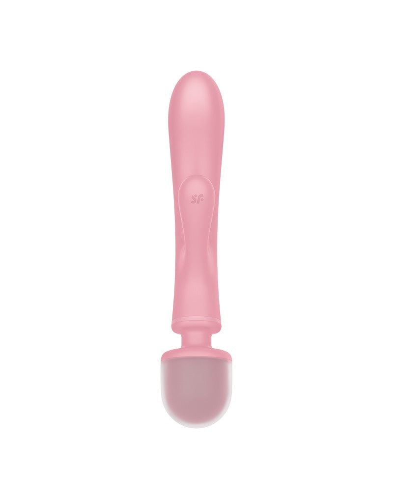 SATISFYER TRIPLE LOVER 2 IN 1 WAND AND RABBIT VIBRATOR PINK
