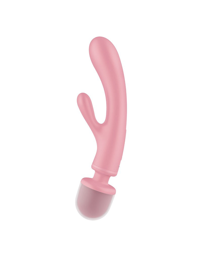 SATISFYER TRIPLE LOVER 2 IN 1 WAND AND RABBIT VIBRATOR PINK