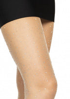 Sheer rhinestone pantyhose Huidkleur