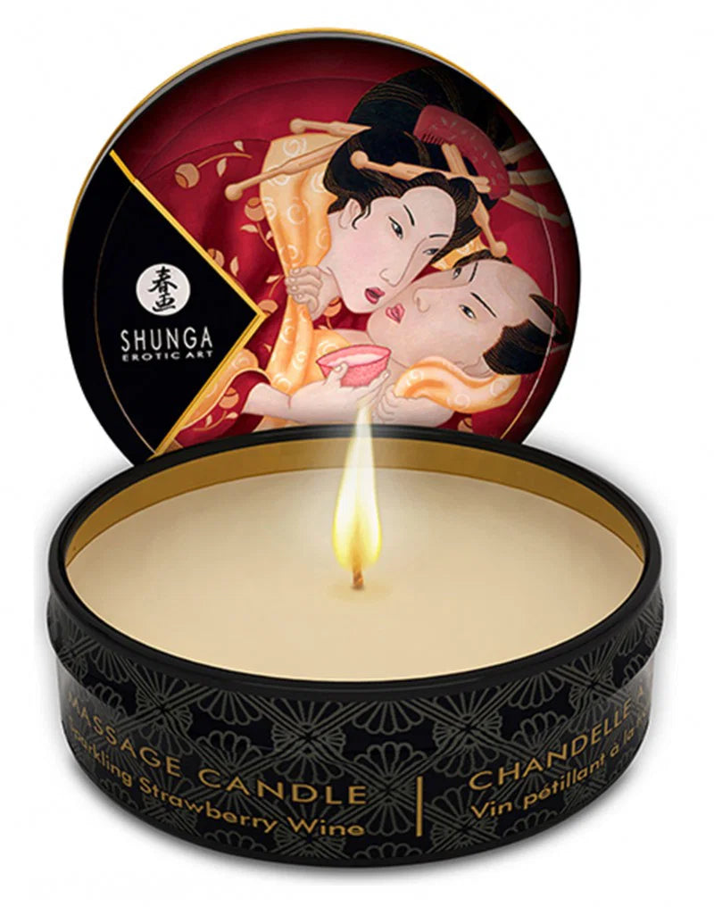 Shunga - Mini Massagekaars - Sparkling Strawberry Wine - 30 ml