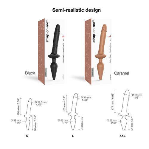 Strap-On-Me - Switch Plug-In - Dildo & Buttplug - Zwart - Maat S
