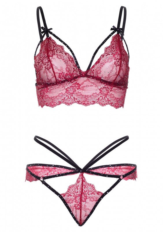 Strappy bralette en g-string Rood