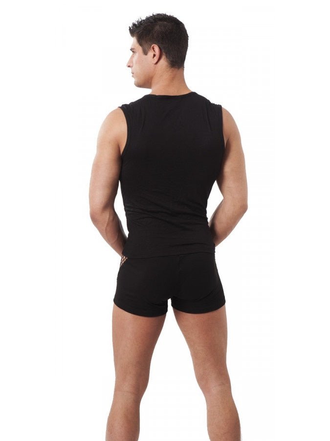 TANKTOP MET VISNET ZWART