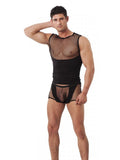 TANKTOP MET VISNET ZWART