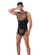 TANKTOP MET VISNET ZWART