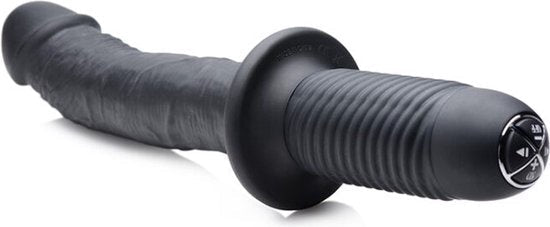 The Large Realistic Silicone Vibrator with Handle Black