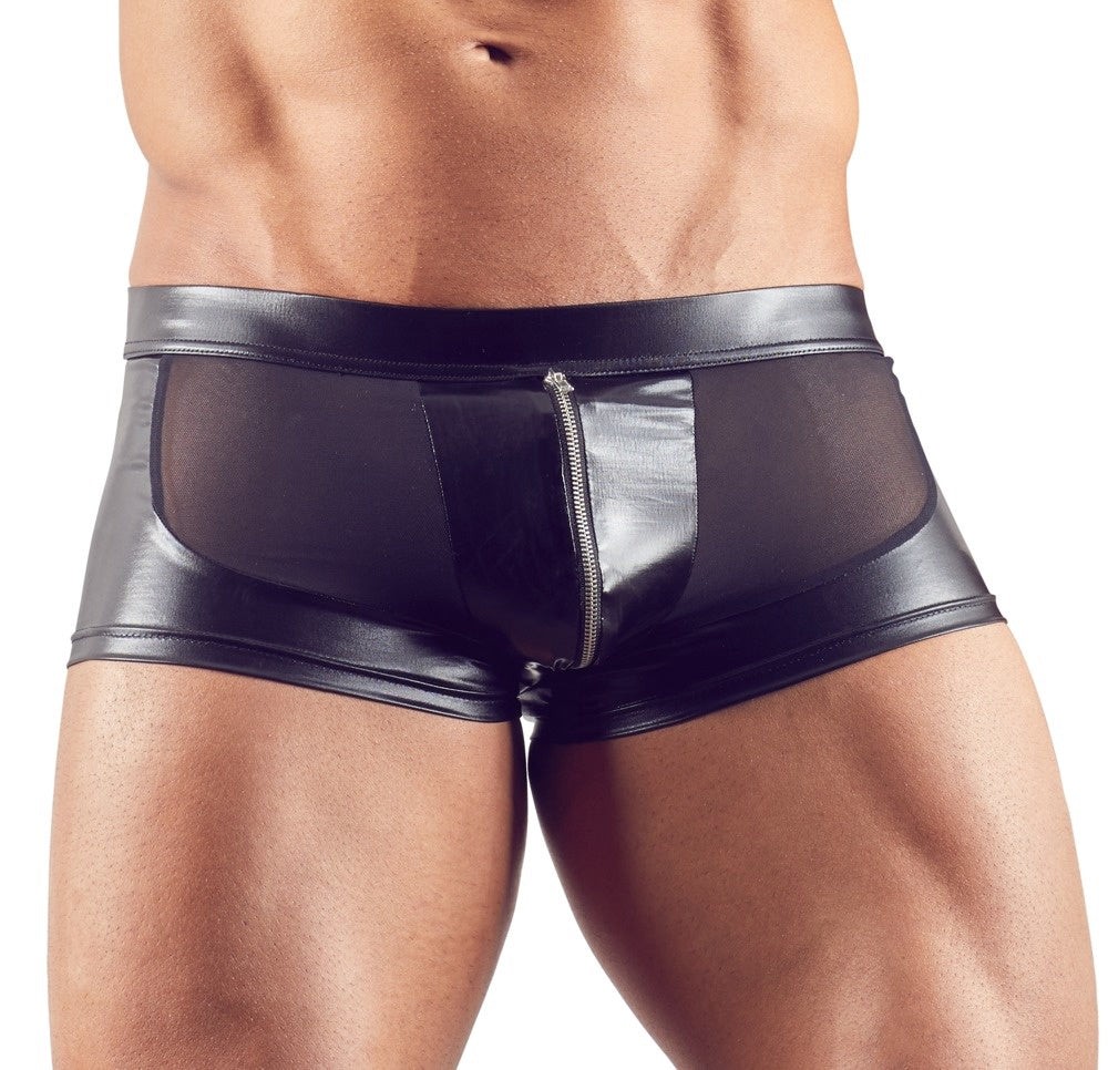 Uitdagende Wetlook Short met Netstof Stukken