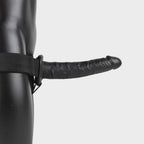 Vibrerende Holle Strap-On zonder Balletjes - 10" / 24,5 cm Zwart