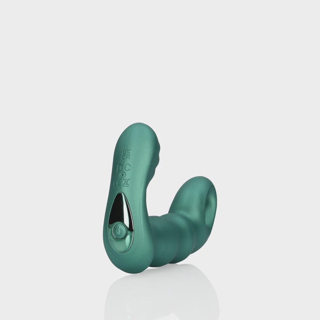 Vibrerende prostaatstimulator met kralen en afstandsbediening  Metallic Groen