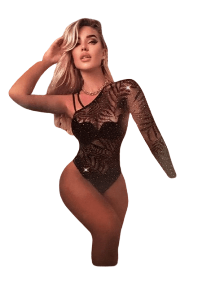 Vivi Dessous Black Sparkle Body One Shoulder