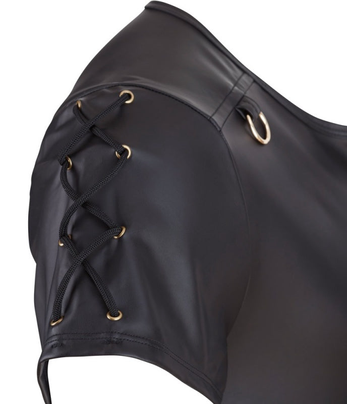 Wetlook Shirt met Rijgveters en O-ringen