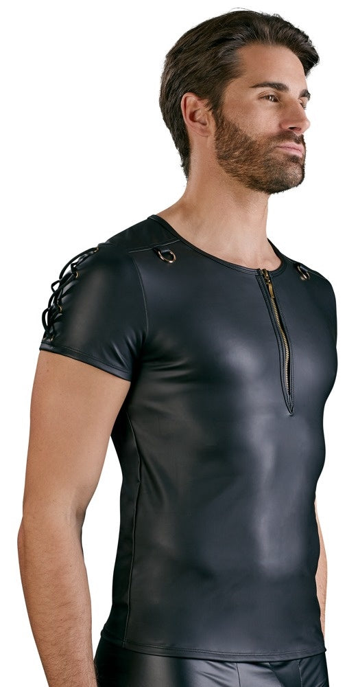 Wetlook Shirt met Rijgveters en O-ringen