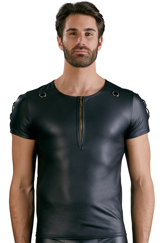 Wetlook Shirt met Rijgveters en O-ringen