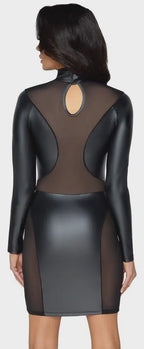 Wetlook Stijlvol Mini Jurk Open