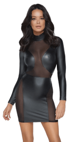 Wetlook Stijlvol Mini Jurk Open
