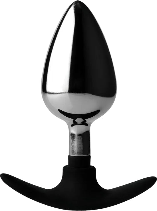 XR Brands Dark Invader Metal & Silicone Anale Plug, Klein, Zilver - Private Fun