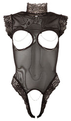 Zwarte body met open kruis en cups