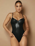 Body leather look zwart
